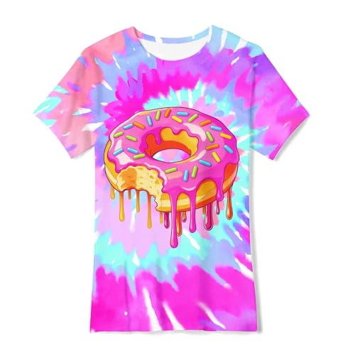 Image of SunFoucs Girls Kids Shirts Size 5-12 Tie Dye Casual Tshirt Short Sleeve Crewneck Tee Top | Short Sleeve Rainbow Tee Top