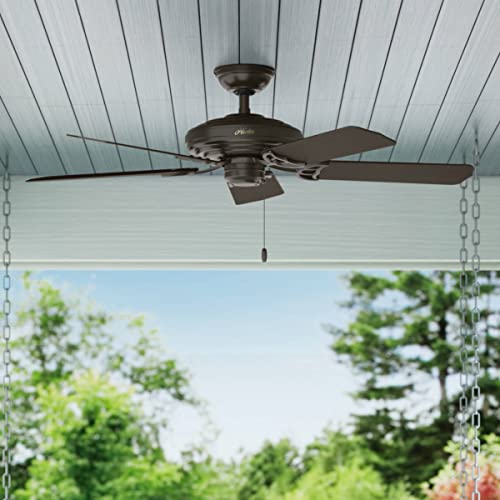 Hunter 52 inch Outdoor or Indoor Ceiling Fan No Light - Bronze Ceiling Fan without Light, For Patio, Porch, Garage, or Living Room, Standard Mount, 5 Blades, Pull Chain - Sea Air 53061, New Bronze - Image 3