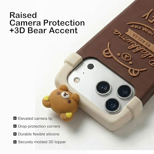 Image of amazon basics Cute 3D Latte Coffee Silicone Phone Case for iPhone 17 Pro Max | Soft Protective Cartoon Back Cover | iPhone Back Case for iPhone 17 Pro Max
