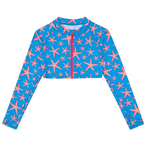 Image of SwimZip Girls' Long Sleeve Zipper Crop Top Rash Guard UPF 50+ Sun Protection