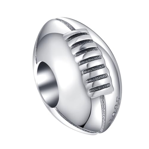 Amoony Beads USA Football Charm 925 Sterling Silver Rugby Ball Charm for Bracelets