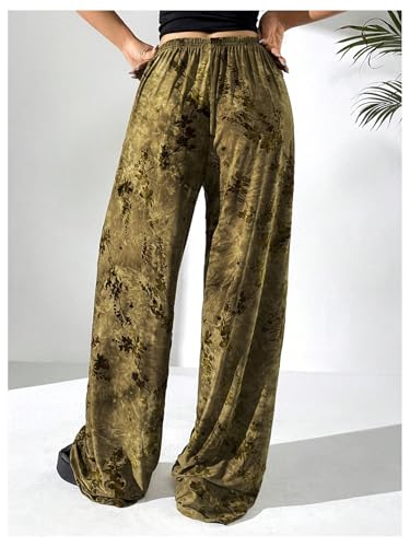 Women's Retro Graphic Straight Leg Pants Drawstring Waist Low Rise Long Trousers2