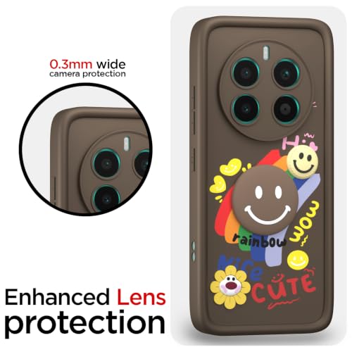 Image of Pikkme Back Cover for Realme 12 Plus 5G / P1 5G / Narzo 70 5G / 70 Pro 5G | Soft Silicone| Cute Rainbow Smile & 3D Cartoon Flower Design | Shockproof Raised Camera Protection Bumper Case (Brown)