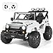 FUNTOK 24V 2 Seater Ride On Toys for Big Kids, XL 4WD Kid's Electric Vehicles w/Remote Control, 4x200W Motors, Max 5 MPH, 20'' Seat, Truck Bed Storage, Bluetooth, Drivable Cars for Kids Ages 3-8