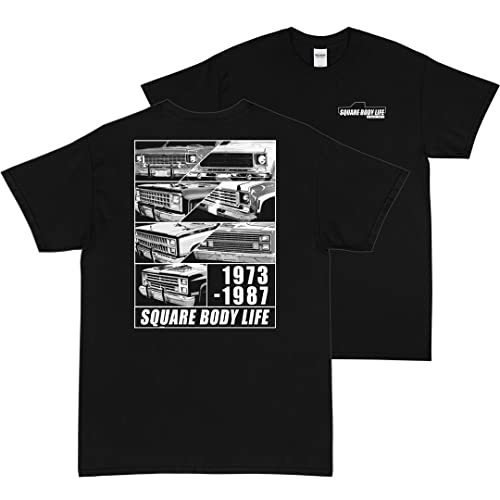 Aggressive Thread Square Body Shirt, Mens Squarebody Truck T-Shirt with 1973-1987 Grilles Black