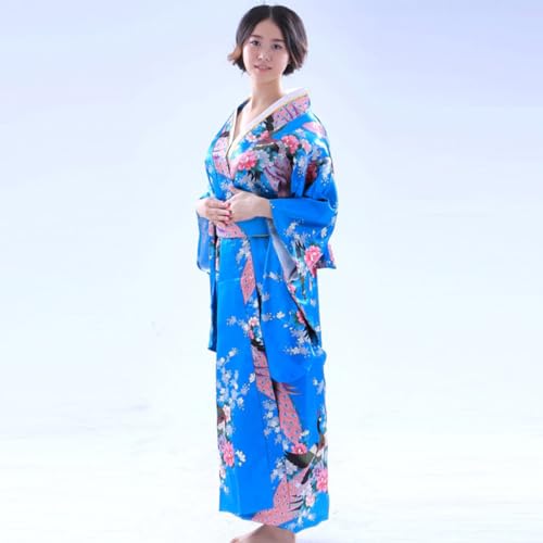 Kimono de nuit femme bleu ciel léger style japonerie chic