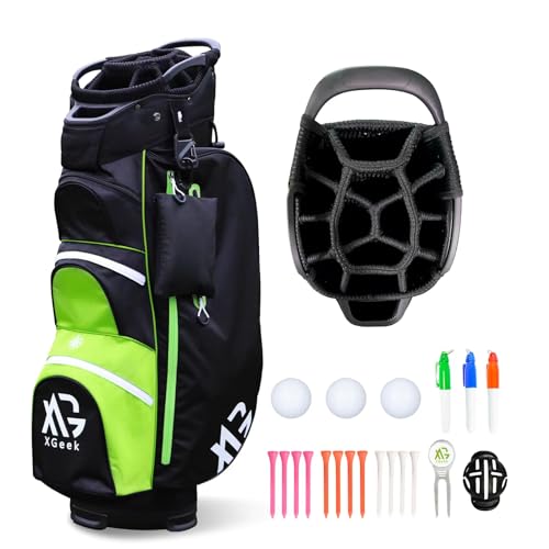 XDriveMax Bolsa para carrito de golf, bolsa de golf ligera con 15 vías, bolsas de palos de golf de primera calidad con cubierta para lluvia, bolsa térmica y kit de accesorios de golf, bolsas de golf