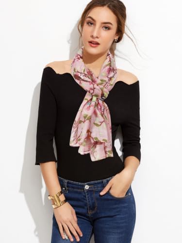 Image of GERINLY Scarfs for Women Lightweight Cotton Feel Scarves Floral Birds Print