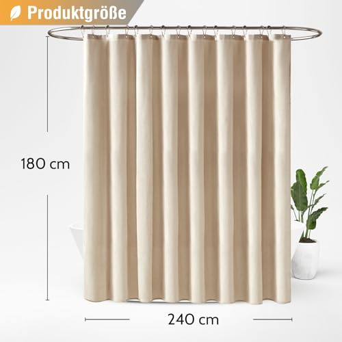 Rideau de douche aspect lin BTTN imperméable et lesté textile premium
