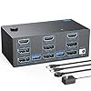 8K KVM Switch 3 Monitors 2 Computers Triple Monitor 2 Displayport 1.4 and HDMI 2.1 USB 3.0 KVM Switches, DP 1.4 Supports 8K@30Hz/4K@144Hz, HDMI Supports Max 8K@60Hz /4K@120Hz with Wired Remote Control
