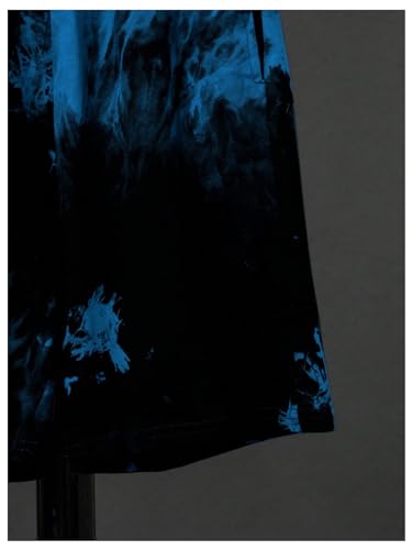Image of SweatyRocks Boy's 2 Piece Outfits Tie Dye Short Sleeve Hooded Top and High Waisted Shorts Summer Clothes Sets Blue 10Y