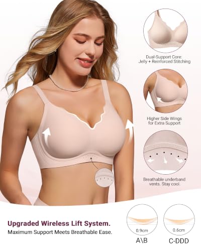 Image of As Fairy Wireless Bras for Women Jelly Push Up Scalloped T-Shirt Bra