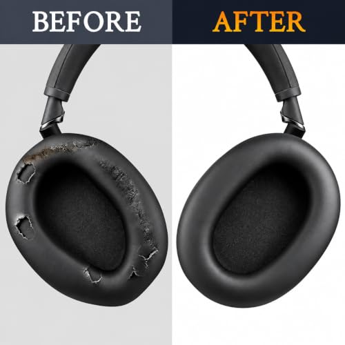 Image of Mizi Replacement Ear Pads Compatible with Sony WH-1000XM6 Headphones, Soft Protein Leather Ear Cushions with High-Density Memory Foam, Noise Isolation, Black