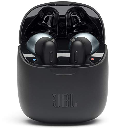 JBL Tune 220 Auriculares inalámbricos con Bluetooth y JBL Pure Bass Sound, 20 h de música continua y estuche de carga inteligente, negro