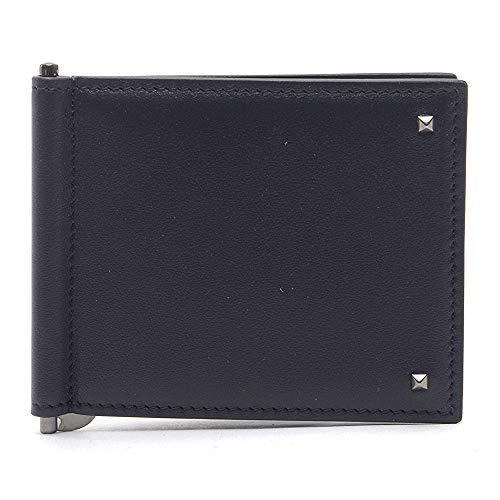 [ヴァレンティノ] [VALENTINO] メンズ ミニ ロックスタッズ マネークリップ 財布 ネイビー [並行輸入品]