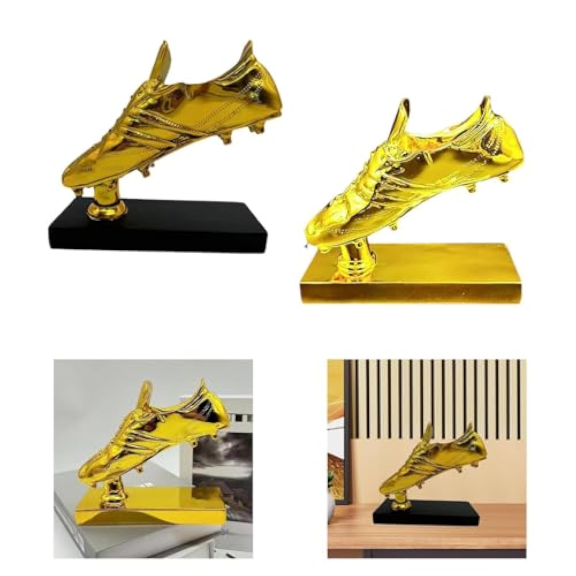 Golden Boot Soccer Trophy Statue for Office Home Decor