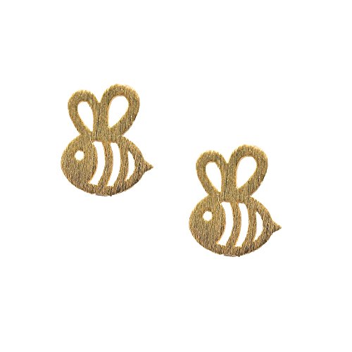 chelseachicNYC Handcrafted Brushed Metal Bumble Bee Stud Earrings (Gold)