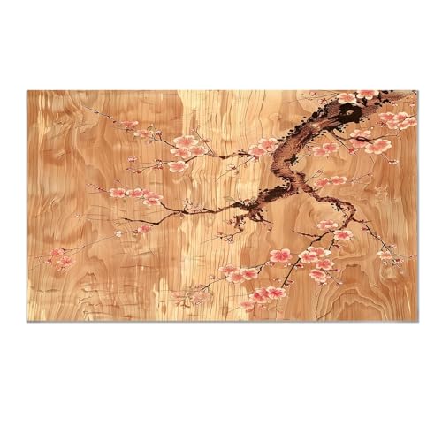 MKBKLI Tableau Abstrait Moderne sur Toile Bois Grain Prune Impression Art Mural pour Salon Chambre Bureau, Décoration Maison Contemporaine Photo Murale...
