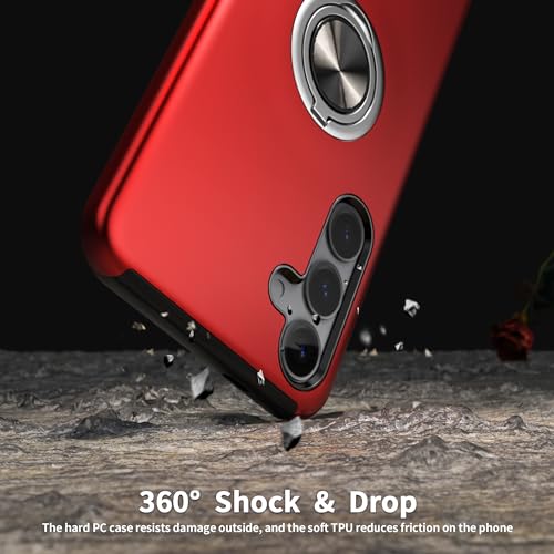 Yamink Case for Samsung for Galaxy S22 Plus with Tempered Glass Screen Protector,Hybrid 2 in 1 Protective Slim Fit Sturdy Phone Case with Invisible Magnetic Ring Kickstand for Galaxy S22 Plus 6.6",Red - image 6