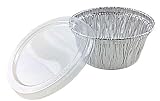 100-Pack Disposable Muffin Cups (4-oz) –With Plastic Lids- Premium Food-Grade Quality Aluminum Cupca
