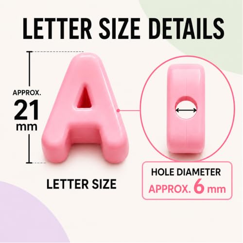 JAEZVIO Letter Beads, 10 Pcs Bubble Letter Beads, Chunky Large Letter Bead with 6mm Hole, Acrylic Alphabet Beads for Keychains, Paracord and Bracelets(Mixed-Color, Letter L, 10) - Image 2