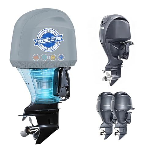 Outboard Motor Cover for Yamaha F150 F175 F200 utboard Motor Cover (B-Series) 2015-2022 600D Oxford with Cotton Lining Boat Motor Cover Waterproof & Heavy Duty Fade-Resistant Boat Engine Cover