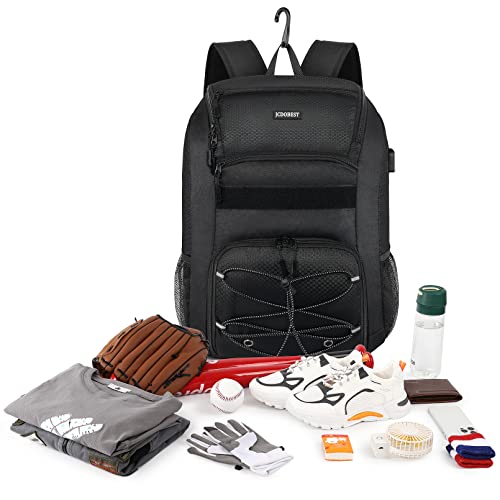 Baseball Backpack, Baseball Bag With Usb Charging Port, Youth Softball Bat Bag With Vented Shoes Compartment, Lightweight Baseball Bag Tball Bat & Equipment With Fence Hook, Gift For Boy Girls #TOP6
