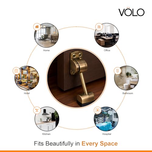 Image of Volo Powerful Working Antique Door Stopper Sqaure with Screws for Home, kitches and Offices (Color : Antique)