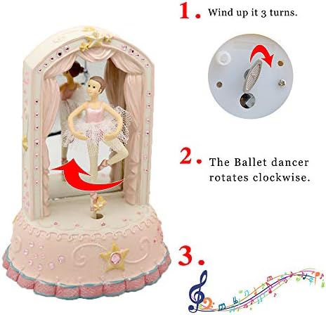 LOVE FOR YOU Gift Wrapped Ballet Music Box for Girls Women Mom Daughter Granddaughter Wife Kids Girlfriend Musical Ballerina vanity mirror for Christmas Mothers Day Birthday Gifts Melody Swan Lake
