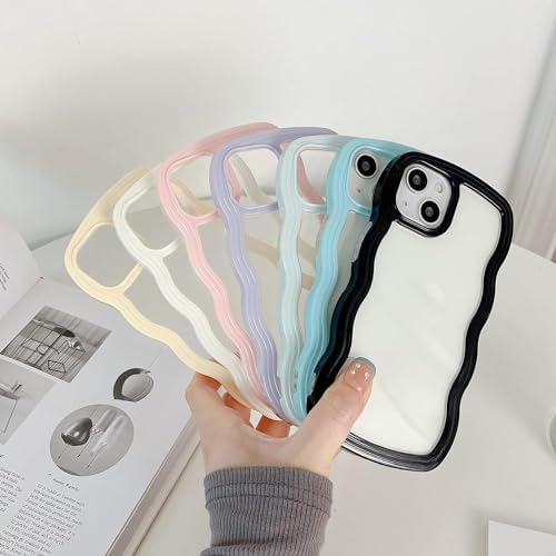 Image of COVERLY for iPhone 12 Pro Case Transparent Curly Wave TPU Cover,Cute Crystal Clear Curve Edge Slim Fit Stylish, Korean,Translucent Pretty Bumper Aesthetic Case for Apple iPhone 12 Pro (Mist Black)