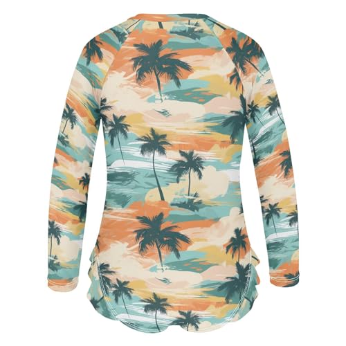 Tropical Palm Tree Girls Long Sleeve Swimsuit UPF 50+ Rashguard Swimwear One Piece Bathing Suit for 3-12 212174882