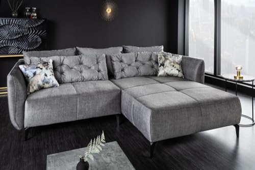 Riess Ambiente Design Ecksofa MARRAKESCH 245cm grau Samt Metallfüße inklusive Kissen Wohnlandschaft Samtsofa Samtcouch Eckcouch Sofa Couch Wohnzimmer – Bild 6