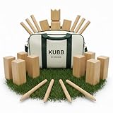 Kubb Wikingerschach aus Holz, Outdoor-Wurfspiel inkl. Tragetasche & Spielanleitung aus FSC Gummibaumholz, Turniergröße