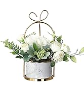 Veryhome Artificial Flowers Hydrangea with Ceramic Vase Fake Flowers Hanging Potted Plants for We...