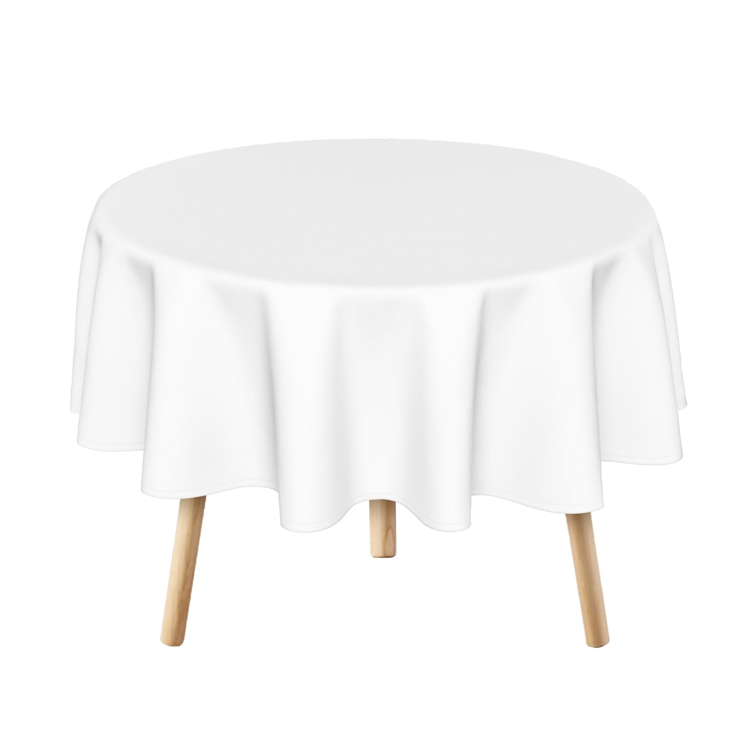 Horaldaily White Tablecloth 70×70 Inch Round, Stain and Wrinkle Resistant Washable Table Cloth, Decorative Polyester Table Cover for Party Picnic