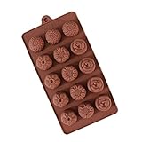 MAGICLULU Molde De Silicona Para Chocolate Molde Para Bombones Tipos De Flores Antiadherente