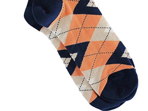 vangobeauty Men Dress Socks Argyle Mid Calf Peach Navy Blue Grey Socks One Size Fits Most Made In USA3