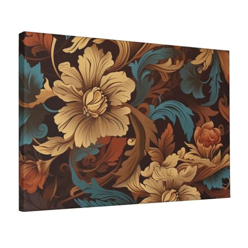 Impression sur toile HD de qualité supérieure avec motif floral orné pour salon