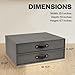 Bigso Birger 2-Drawer Canvas Fiberboard Easy Pull Handle Document Letter Box | Desktop Drawers for Loose Papers and Documents | Desktop Storage Drawers with Leather Handles | 13.1” x 10” x 5.7” | Grey