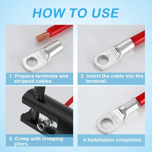 TOP-VIGOR 10Pcs 4 AWG Copper Wire Lug SC25-10, Crimp Ring Terminals Cable Lugs Bolt Hole, Battery Cable Ends Eyelets Connectors for Car Boat Auto Electrical Use - Image 3