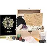 Aries Zodiac Crystals and Healing Stones Gift Set- with Real Raw Gemstones - Kit of Spiritual Pro...