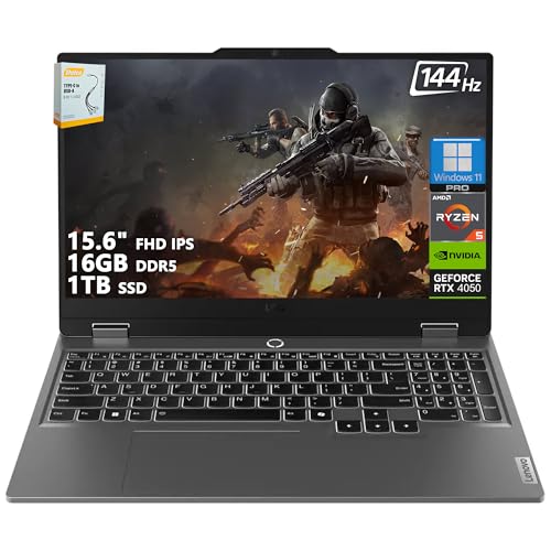 LOQ - Computer portatile da gaming, 15,6", FHD IPS 144 Hz (100% sRGB G-SYNC), AMD Ryzen 5 7235HS, SSD da 16 GB DDR5 da 1 TB, NVIDIA GeForce RTX 4050 6 GB, videocamera per la privacy Wi-Fi 6