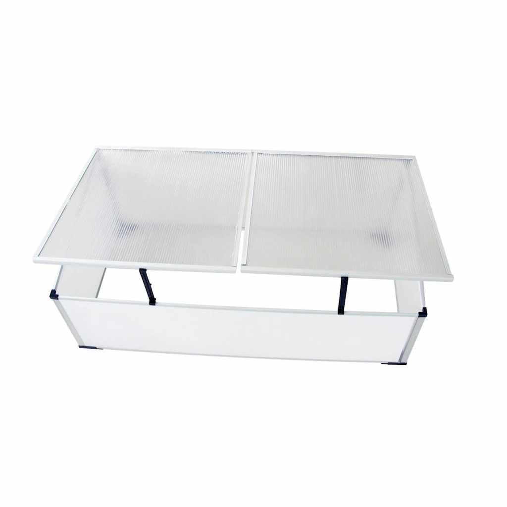 Serra senza fondo con 2 coperchi in policarbonato e telaio in alluminio, 110 x 41 x 55 cm, resistente ai raggi UV, resistente alle intemperie, per verdure, erbe, serra, protezione da gelo e