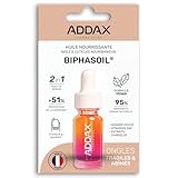ADDAX   BIPHASOIL®   Huile nourrissante Ongles Cassants et Cuticules Sèches   Nourrit, Renforce et Lisse   Formule Vegan Sans Parfum   Made in France
