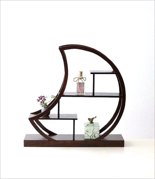 Sale‼️古美術家具　飾り棚　幅1520×奥行370×高さ1100mm Amazon｜飾り棚 オープンシェルフ 和風 和室 床の間 月型 珍品棚