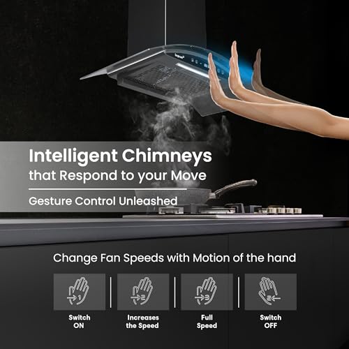 Image of Livpure Eterna 75 cm | Wall Mounted | 1400 m /hr Suction | BLDC Motor | Filterless | Touch & Gesture Control | Low Noise | 10 Years Motor + 2 Years Comprehensive Warranty | Black