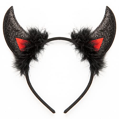 Funcredible FUNCREDIBLE Black Devil Horns Headband Glitter Devil Ears