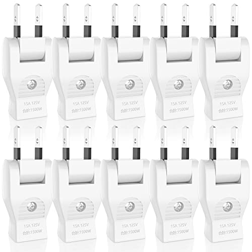ムービープラグ HITRENDS コンセント 180°回転 電源プラグ コンセントプラグ 【10個入り】 プラグスーツ 差込みプラグ コンセント 向き アダプター 15A 配線 180°回転プラグ 1500Wまで スナップキャップ(ホワイト)