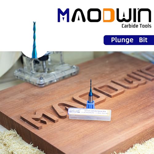 Image of 5PCS Upcut Solid Carbide Spiral Plunge Router Bit 1 /4 Shank 1 /16 inch Cutting Diameter CNC Carbide Router Bit with Nano Blue Coating for Cutting,Grooving,Trimming and Engraving