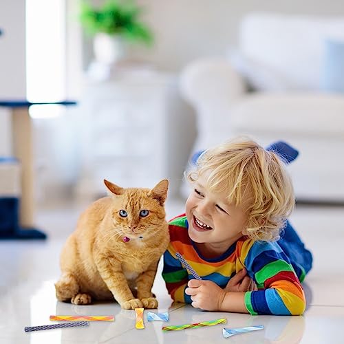 Andiker 10pcs Cat Tube Toy, 5.1inch Nylon Mesh Telescopic Folding Plastic Cat Spring Toy, Stylish Multi-Colored Cat Chew Toy, Interactive Cat Toys for Indoor Cats to Chase, Bite, and Pounce (10pcs)